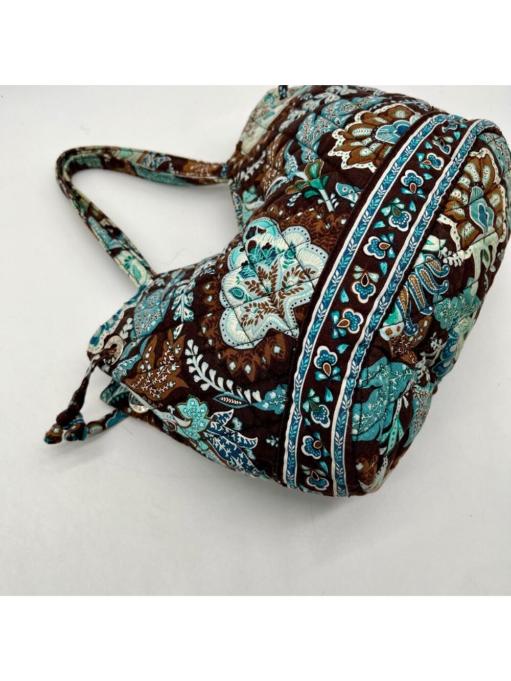 Vera Bradley Java Blue Fabric Floral Quilted Shoulder Bag - Picture 8 of 10